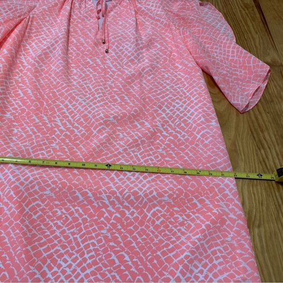 Alice & Trixie 100% Silk Neon Coral Snakeskin Lightweight Mini Dress SZ Medium - Picture 7 of 11